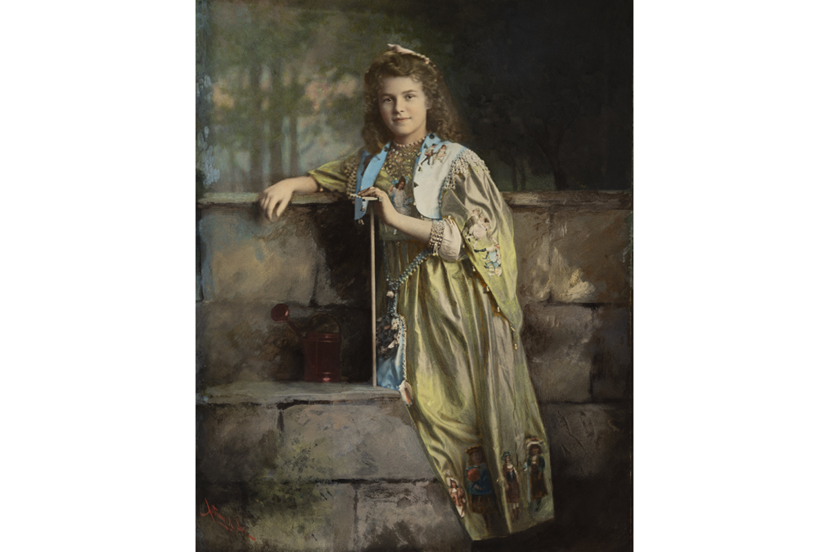 Wm. Notman & Son, <em>Alice Graham as "Mary, Mary, Quite Contrary," Montreal</em>, 1907, painted photograph. Gift of the Estate of Alice Hallward, M972.75.70, McCord Stewart Museum